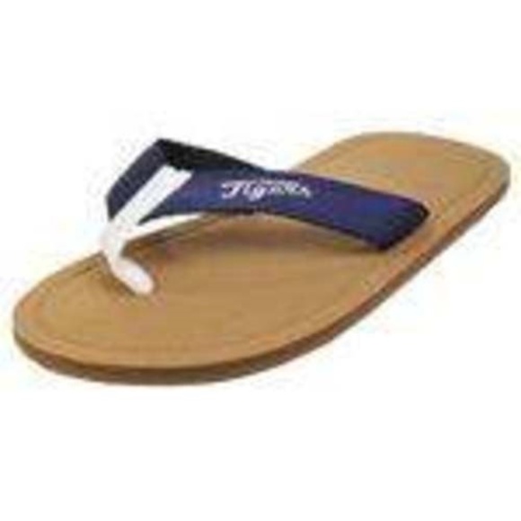 Mens Detroit Tigers Sandals 11/12 Flip Flops Blue MLB Baseball Thong Shoes - Picture 1 of 4